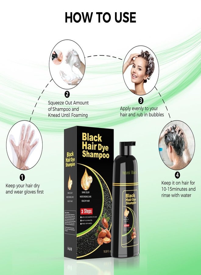 BELEZALIB Black Hair Dye Shampoo for Woman & Man, Argan Hair Color Shampoo 3 in 1, Semi-Permanent Gray Hair Coverage, Mild Formula, Lasts 30 Days(16.90 oz) - Image 3